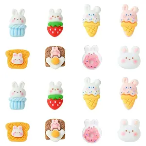 40Pcs 8 Styles Rabbit Theme Opaque Resin Cabochons
