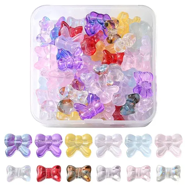 60Pcs 12 Style Transparent Spray Painted Glass Beads