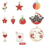 10Pcs 10 Styles Alloy Enamel Pendants