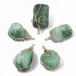 Dyed Natural White Jade Wire Wrapped Pendants
