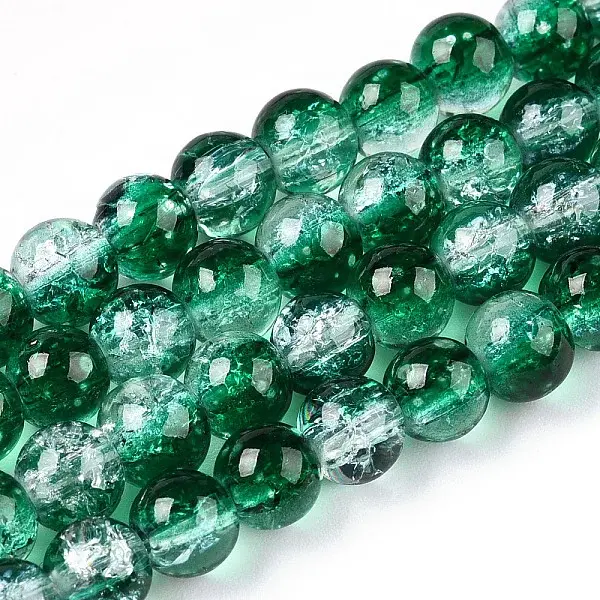 Baking Paint Crackle Glass Bead Strands