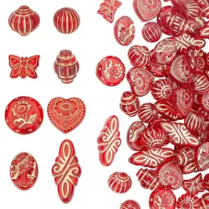80Pcs 8 Styles Plating Acrylic Beads