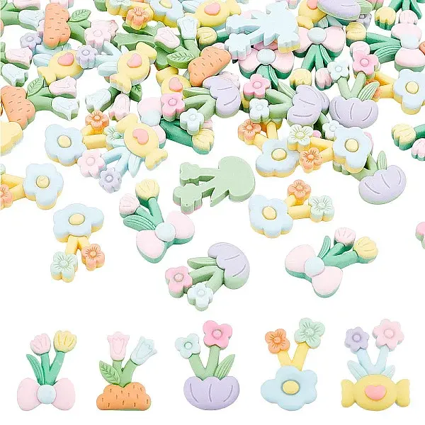 50Pcs 5 Style Opaque Resin Cabochons