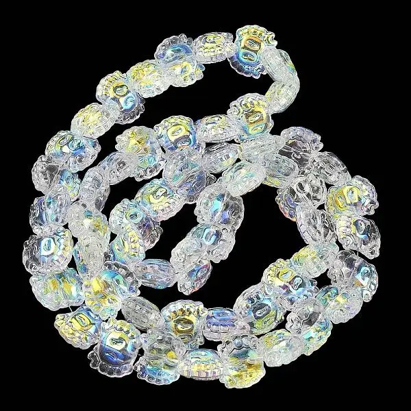 Electroplate Baking Paint Transparent Glass Beads Strands