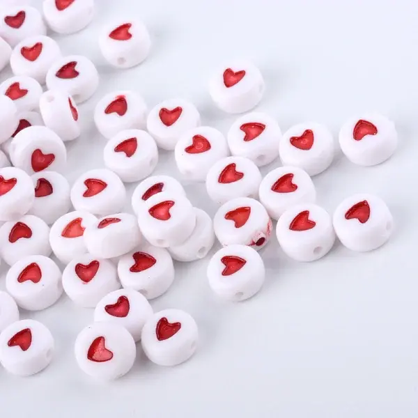 Opaque Acrylic Heart Letter Beads