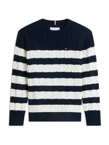 TOMMY HILFIGER Sveter 'Essential'  tmavomodrá / biela