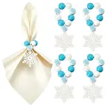 Christmas Snowflake Wood Beaded Napkin Rings