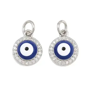 Brass Micro Pave Clear Cubic Zirconia Charms