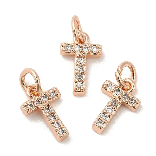 Brass Micro Pave Grade AAA Cubic Zirconia Charms