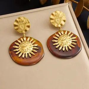 304 Stainless Steel & Resin Stud Dangle Earrings for Women
