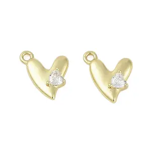 Rack Plating Brass Micro Pave Cubic Zirconia Charms