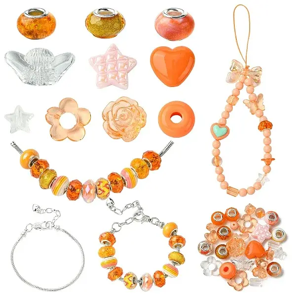 DIY Acrylic & Resin European Beads & Brass Bracelets Making Kits