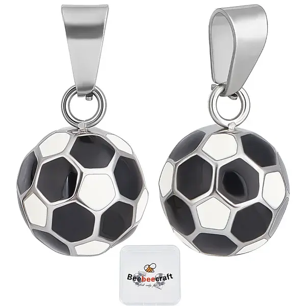 2Pcs 304 Stainless Steel Enamel Pendants