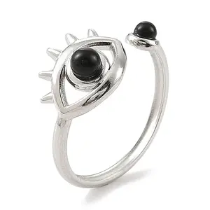 Natural Dyed & Heated Black Agate Finger Rings