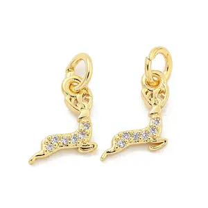 Brass Micro Pave Clear Cubic Zirconia Charms