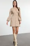 Trendyol Stone Plain Mini Woven Dress