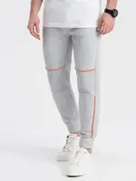Ombre Men's sweatpants with contrast stitching - grey melange