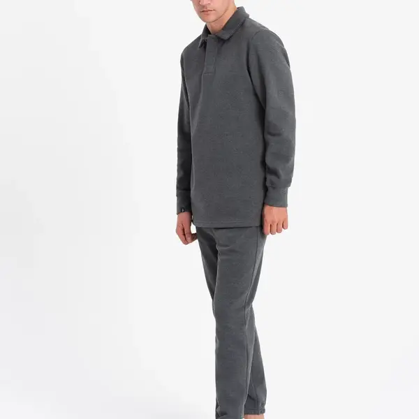 Ombre Men's tracksuit set sweatshirt with polo collar + pants