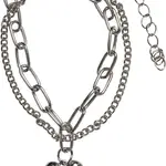 Náramek s vrstvením ikon srdce - stříbrné barvy