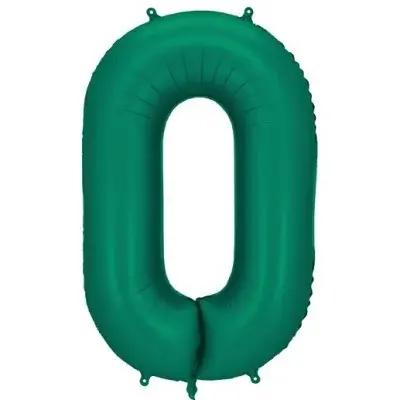 Balónek foliový lahvově zelené číslo "0" 86 cm