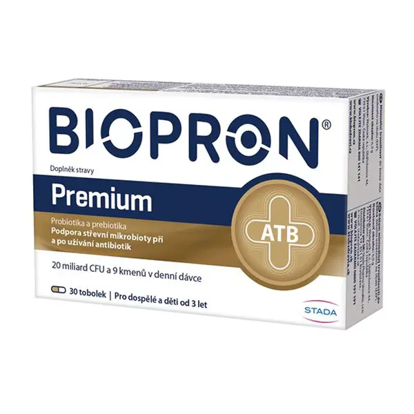 Biopron Premium, probiotika a prebiotika při a po užívání antibiotik 30 kapslí