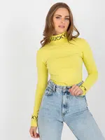Světle žlutá bavlněná roláková halenka Yarina slim fit