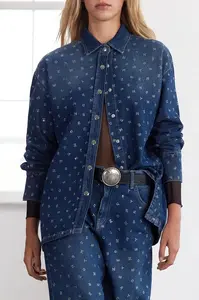 Trendyol Limited Edition Blue Jewelled Oversize Denim Jacket
