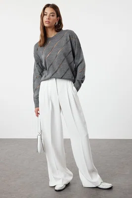 Trendyol Anthracite Openwork/Hole Knitwear Sweater