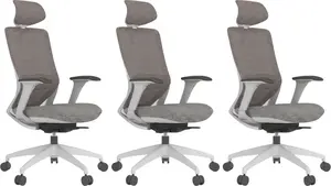 MERCURY 3PACK Ergonomická kancelářská židle SWIFT šedý plast, světle šedá látka (3 ks)