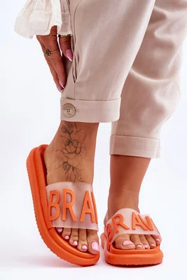 VINCEZA Dámské pantofle na platformě Orange Brave