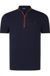 T8571 DEWBERRY ZIPPERED MEN'S T-SHIRT-PLAIN NAVY BLUE