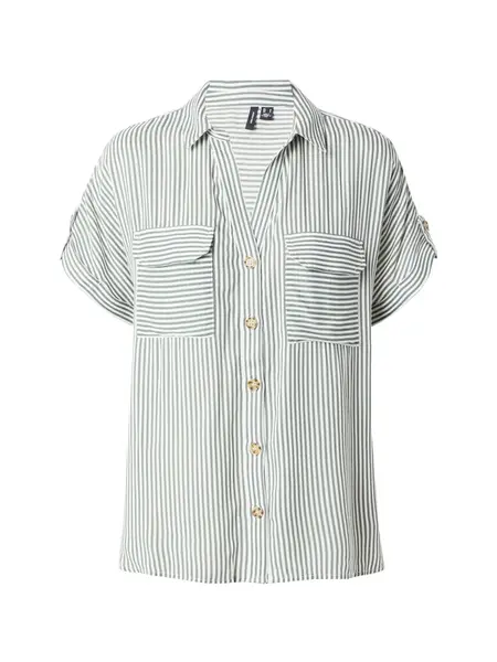 VERO MODA Blúzka 'VMBumpy'  tmavozelená / biela