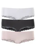 LASCANA Nohavičky  ružová / čierna / biela