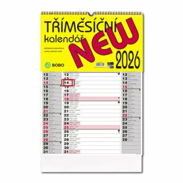 Nástěnný kalendář 2026 tříměsíční NEW