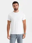 Ombre Men's SLIM FIT t-shirt with elastane and print - white