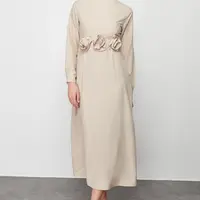 Trendyol Mink Belted Rose Detailed Satin Woven Dress