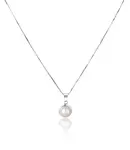 JwL Luxury Pearls Nežný náhrdelník s pravou bielou perlou JL0676 (retiazka, prívesok)