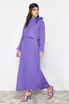 Trendyol Purple Collar Tie Detailed Woven Dress