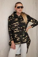 Mikina s dlouhým zadním dílem camo khaki+hnědá