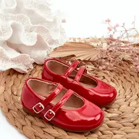 FR1 Lakované dětské baletky s červenými proužky Margenis