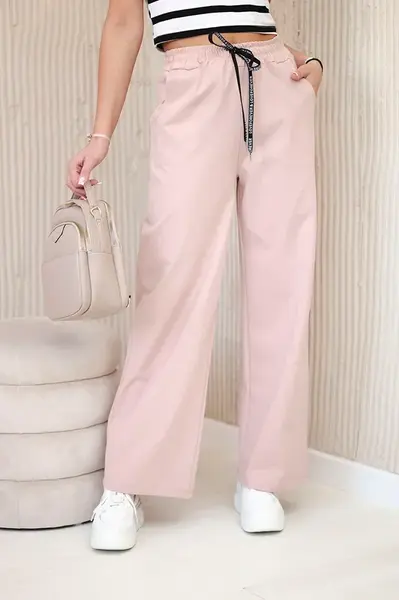 Kesi Włoski Kalhoty Punto s širokou nohavicí tmavě pudrově růžová