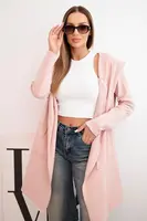 Pelerína s volnou kapucí tmavě pudrově růžová