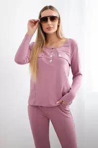 Souprava s výstřihem na druky tmavě růžové barvy