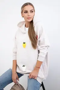 Zateplená mikina s motivem jahod béžová melanž