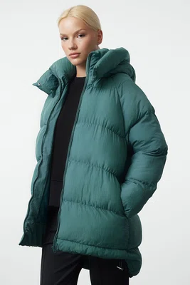 Trendyol Green Oversize Molded Hooded Water Repellent Winter Puffer Jacket