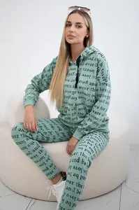 Set s potiskem tmavě mátový