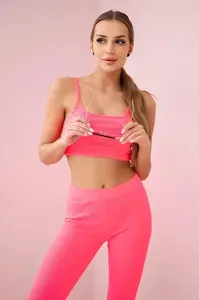 Pruhovaný top set s halenkou růžové neony