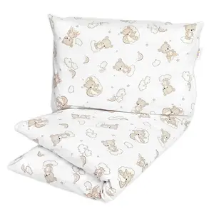 Baby Nellys Dětské povlečení, bavlna 2D 140x200/70x80 - Malý medvídek, bílá/béžová