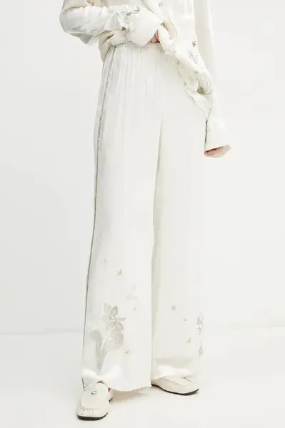 Kalhoty Forte Forte dámské, béžová barva, široké, high waist, 13258_my pants