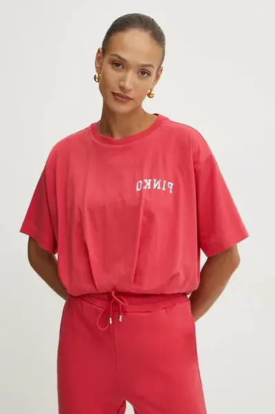 Bavlněné tričko Pinko červená barva, 104257 A2C0